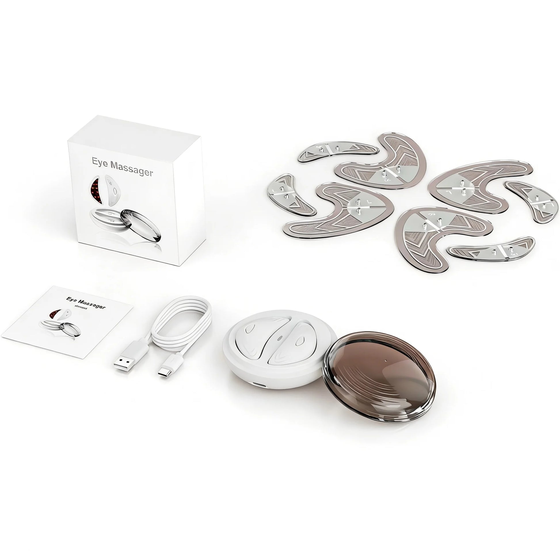 EMS Redlight Eye Massage Eyes Beauty Device with under Eye Patches Portable Eye Rejuvenation Pads Reduce Bags & Dark Circles