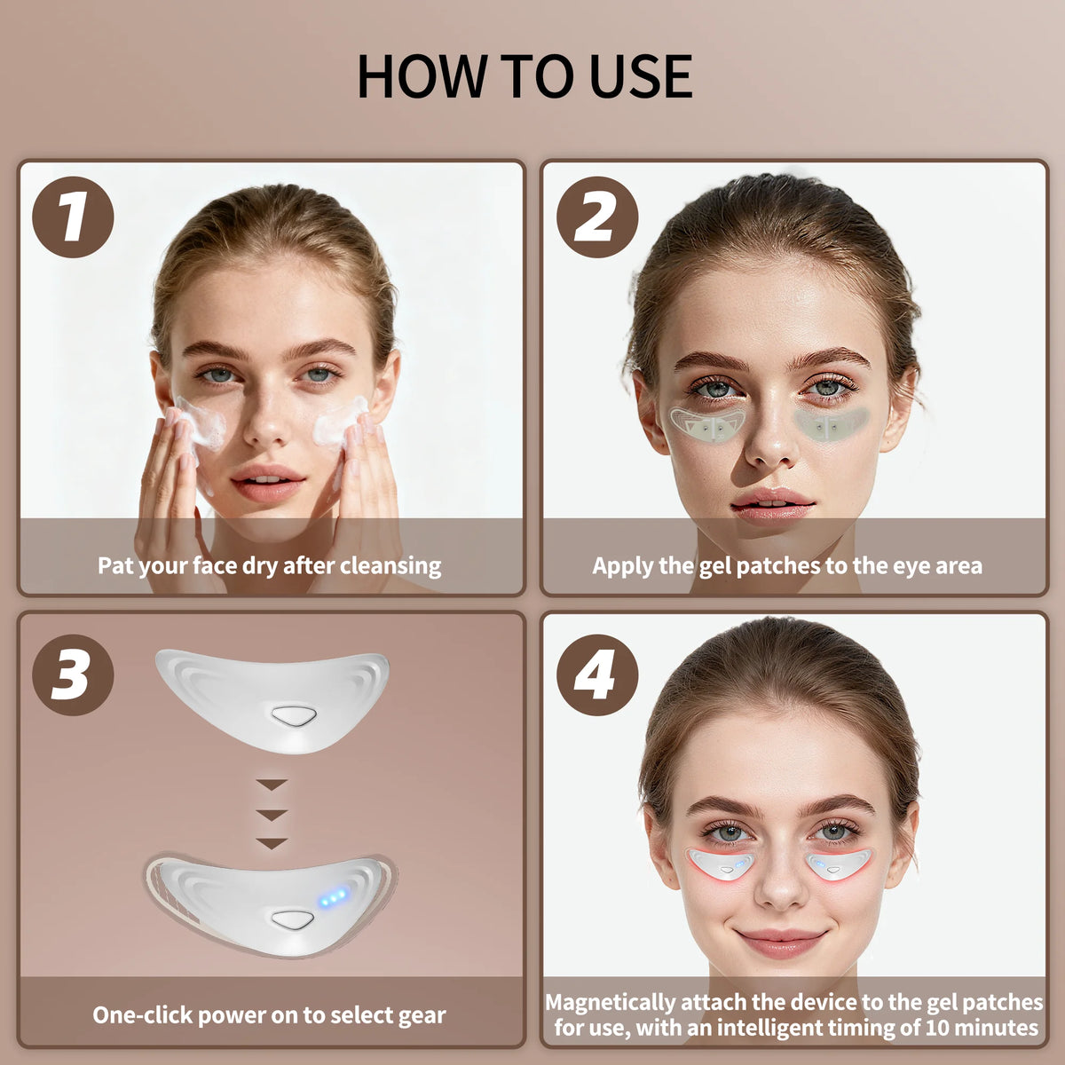 EMS Redlight Eye Massage Eyes Beauty Device with under Eye Patches Portable Eye Rejuvenation Pads Reduce Bags & Dark Circles