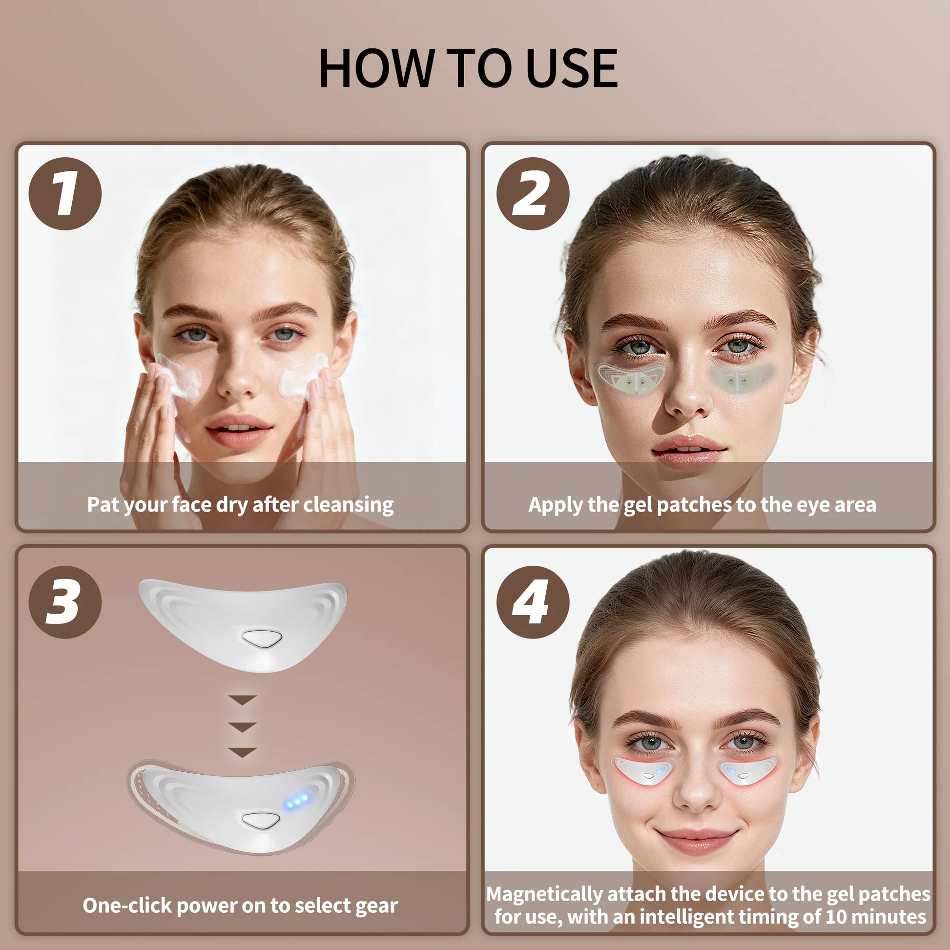 EMS Redlight Eye Massage Eyes Beauty Device with under Eye Patches Portable Eye Rejuvenation Pads Reduce Bags & Dark Circles