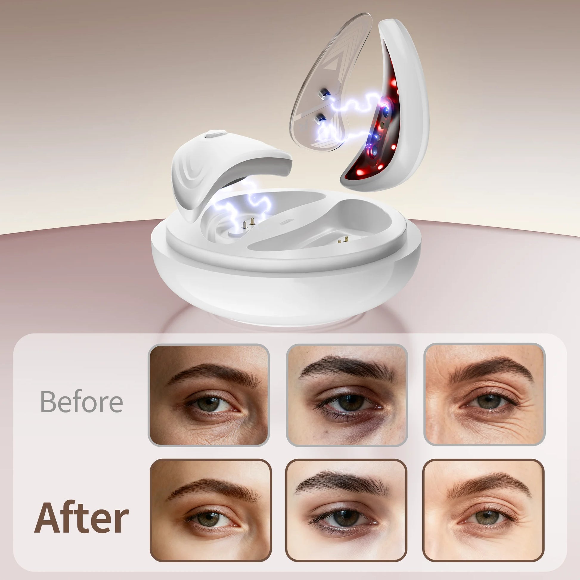 EMS Redlight Eye Massage Eyes Beauty Device with under Eye Patches Portable Eye Rejuvenation Pads Reduce Bags & Dark Circles